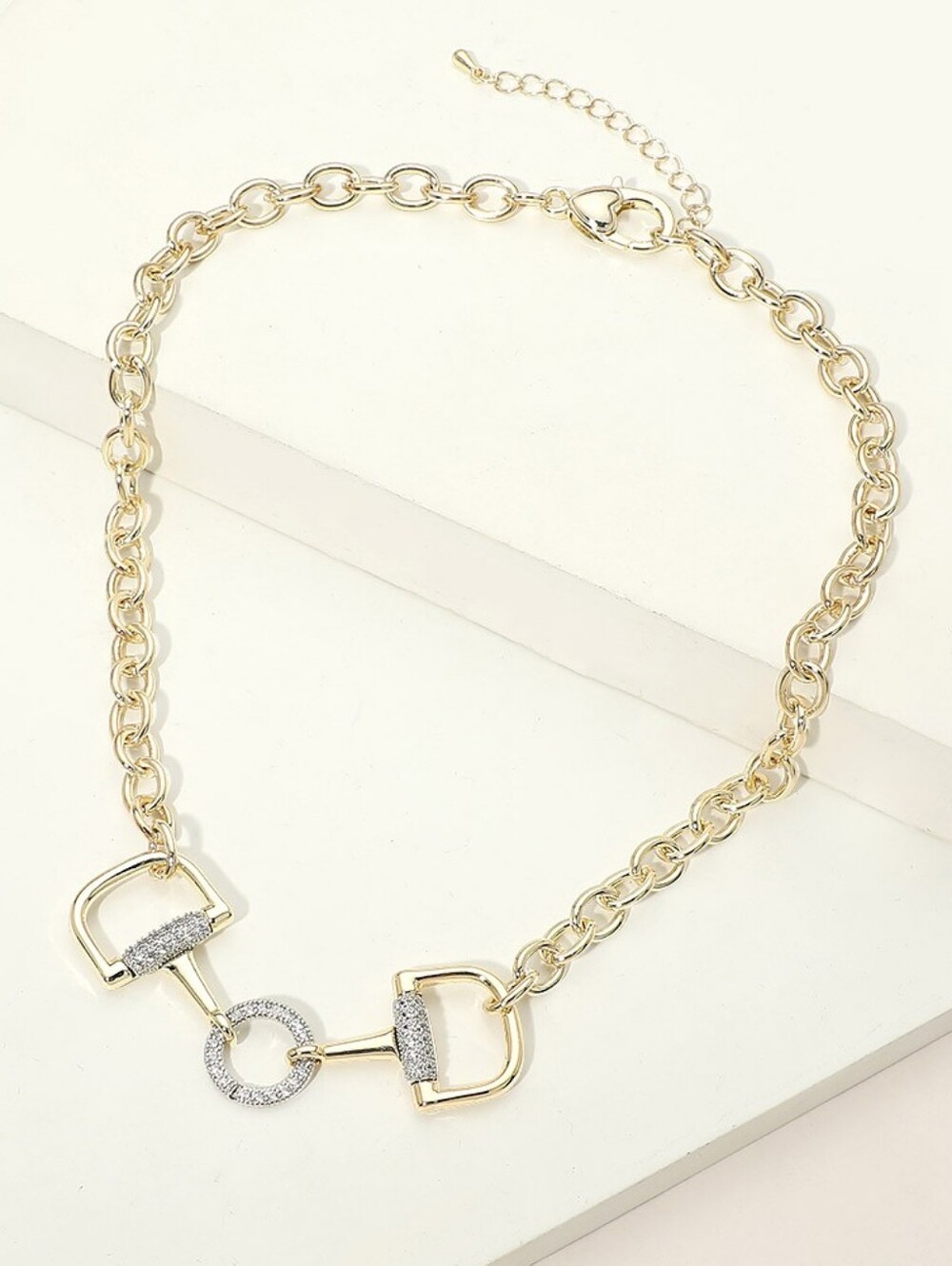 Gold Horsebit Equestrian Link Necklace
